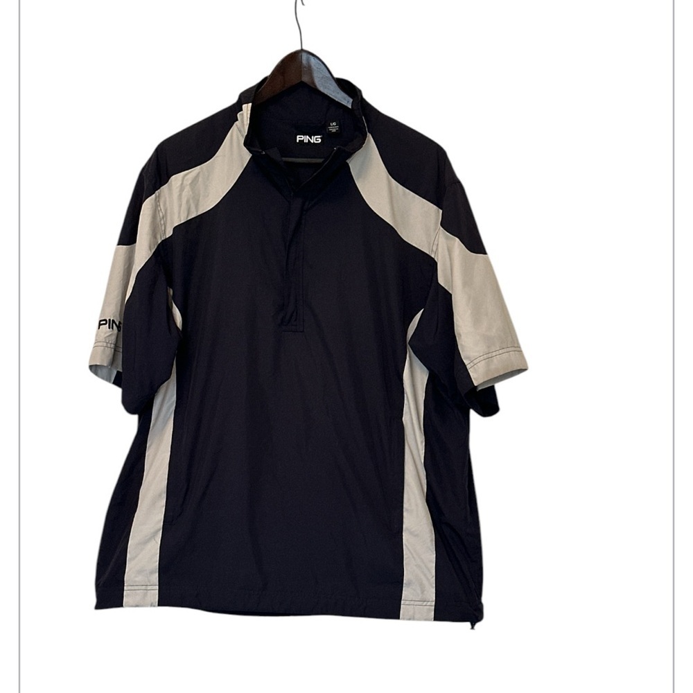 Men’s Navy Blue Ping Fade Short sleeve Windshirt Large